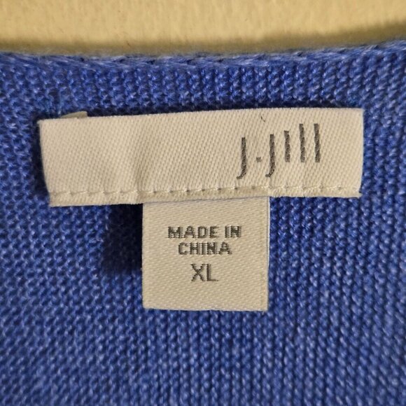 J. Jill Blue Open Front Linen Blend Lightweight Cardigan Sweater Size XL - Picture 3 of 4
